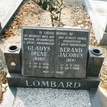 LOMBARD Berand Jacobus 1914-2002 &amp; Gladys Irene 1928-1996