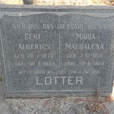 LOTTER Gert Albertus 1872-1949 &amp; Maria Magdalena 1881-1964