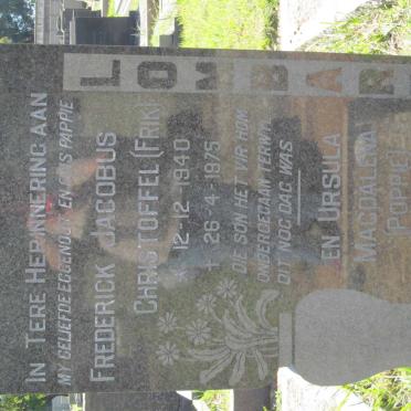 LOMBARD Frederick Jacobus Christoffel 1940-1975 &amp; Ursula Magdalena 1943-2016