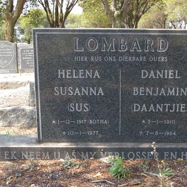 LOMBARD Daniel Benjamin 1910-1964 &amp; Helena Susanna BOTHA 1917-1977
