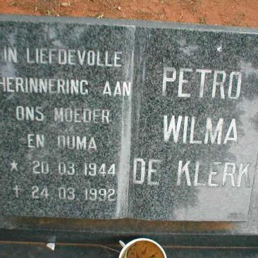 KLERK Petro Wilma, de 1944-1992