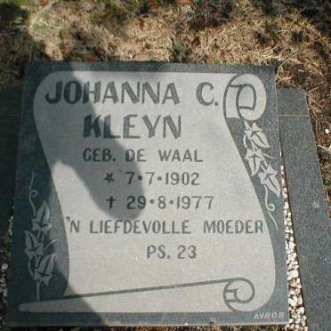 KLEYN Johanna C. nee DE WAAL 1902-1977