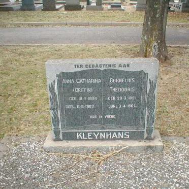 KLEYNHANS Cornelius Theodoris 1891-1964 &amp; Anna Catharina GRIFFIN 1894-1967