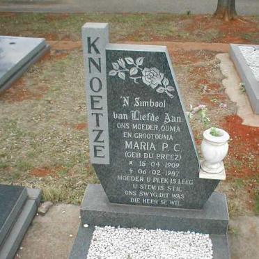 KNOETZE Maria P.C. nee DU PREEZ 1909-1987