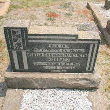 KOSSATZ Hester Susanna Margaretha nee PIENAAR 1912-1944