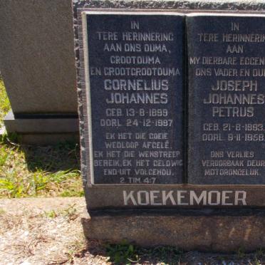 KOEKEMOER Joseph Johannes Petrus 1893-1958 &amp; Cornelius Johannes 1899-1997