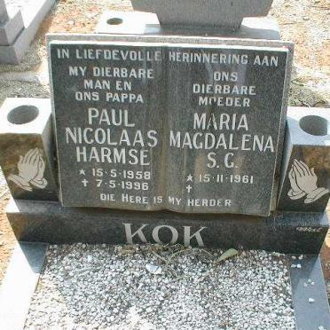 KOK Paul Nicolaas Harmse 1958-1996 &amp; Maria Magdalena S.G. 1961-