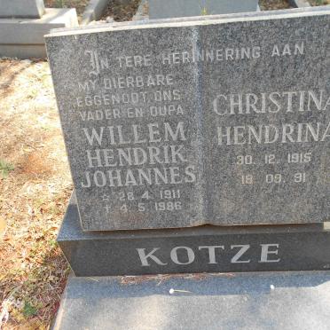 KOTZE Willem Hendrik Johannes 1911-1986 &amp; Christina Hendrina 1915-1991