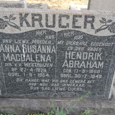 KRUGER Hendrik Abraham 1868-1949 &amp; Anna Susanna Magdalena V.D.WESTHUIZEN 1879-1954