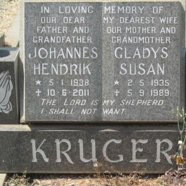 KRUGER Johannes Hendrik 1938-2011 &amp; Gladys Susan 1935-1989