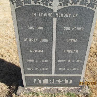 KROMM Aubrey John 1929-1952 :: FINCHAM Irene 1886-1923