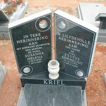 KRIEL Festus Cornelius 1931-2003 &amp; Susanna Helena 1933-1987