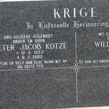 KRIGE Pieter Jacob Kotze 1933-2002 :: KRIGE Willem Adolf 1938-1973