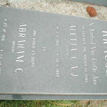 KRAUSE Abraham C. 1916-1993 &amp; Aletta C.A.J. 1918-1992