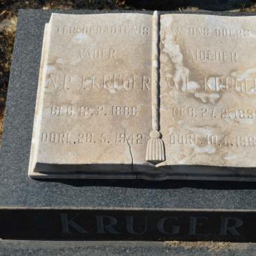 KRUGER N.P.J. 1886-1942 &amp; M.L. 1891-1966