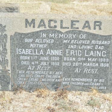 MACLEAR Eric Laing 1903-1958 &amp; Isabella Annie 1908-1998