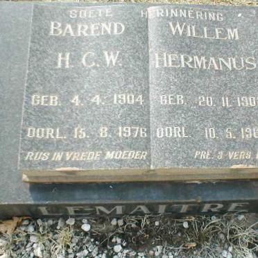 MAITRE Willem Hermanus, le 1902-1965 &amp; Barend H. C. W. 1904-1976