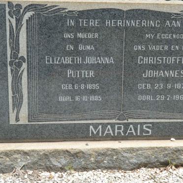 MARAIS Christoffel Johannes 1878-1960 &amp; Elizabeth Johanna PUTTER 1895-1985