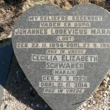 MARAIS Johannes Lodevicus 1894-1964 :: SCHWANER Cecilia Elizabeth nee MARAIS 1925-2014