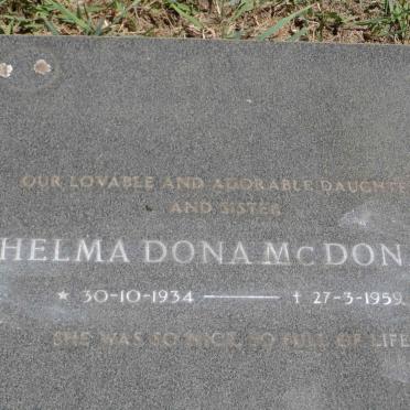 McDONALD Thelma Dona 1934-1959