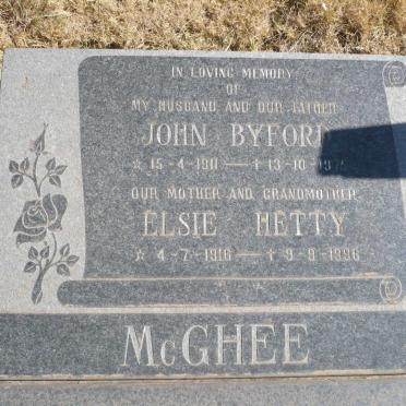 McGHEE John Byford 1911-1975 &amp; Elsie Hetty 1916-1996