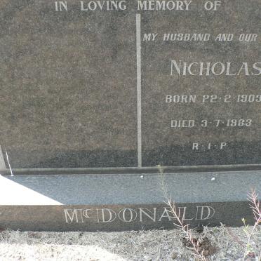 McDONALD Nicholas 1903-1963