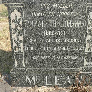 McLEAN William Henry 1896-1955 &amp; Elizabeth Johanna BREWIS 1905-1983