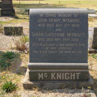 McKNIGHT John Henry -1930 &amp; Sarah Katherine -1948