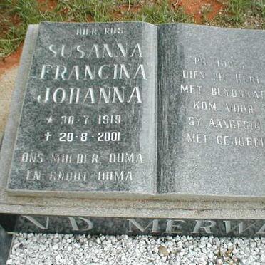 MERWE Susanna Francina Johanna, v.d. 1919-2001