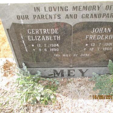 MEY Johan Frederik 1901-1960 &amp; Gertrude Elizabeth 1904-1990