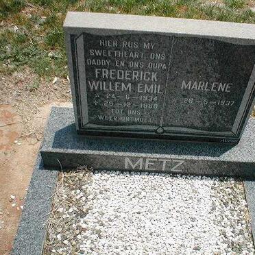 METZ Frederick Willem Emil 1934-1988 &amp; Marlene 1937-