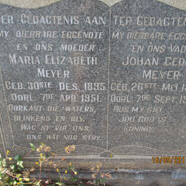 MEYER Johan George 1896-1975 &amp; Maria Elizabeth 1895-1951