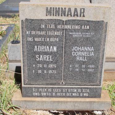 MINNAAR Adriaan Sarel 1926-1975 &amp; Johanna Cornelia RALL 1930-2007
