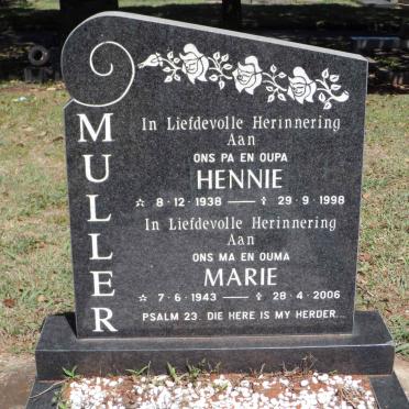 MULLER Hennie 1938-1998 &amp; Marie 1943-2006