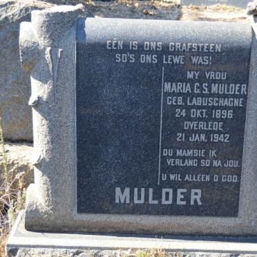 MULDER Maria C.S. nee LABUSCHAGNE 1896-1942