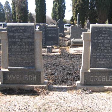 MYBURGH Susanna Hendrina voorheen GEYER 1886-1956 :: GROBLER Susanna Hendrina nee GEYER 1917-1947