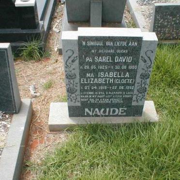 NAUDÉ Sarel David 1925-1980 &amp; Isabella Elizabeth CLOETE 1919-1992