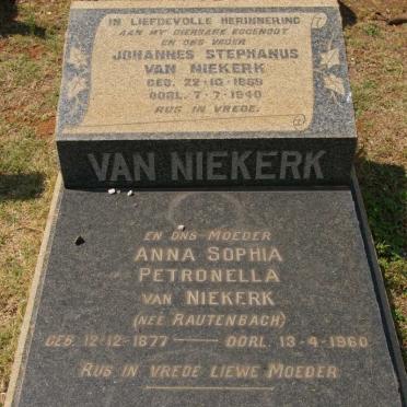 NIEKERK Johannes Stephanus, van 18?9-1940 &amp; Anna Sophia Petronella RAUTENBACH 1877-1960