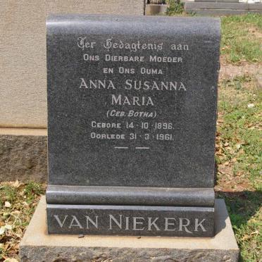 NIEKERK Anna Susanna Maria, van nee BOTHA 1896-1961