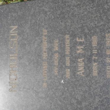 NICHOLSON Anna M.E. 1910-1965