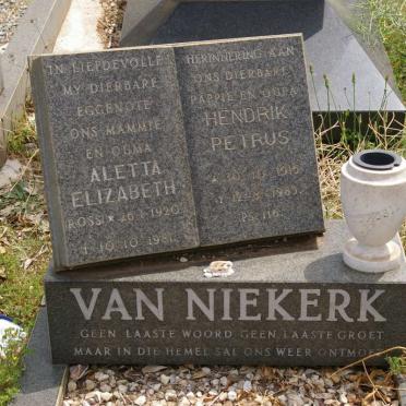 NIEKERK Hendrik Petrus, van 1915-1985 &amp; Aletta Elizabeth ROSS 1920-1981