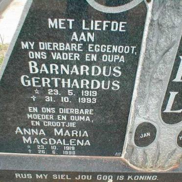 NEL Barnardus Gerthardus 1919-1993 &amp; Anna Maria Magdalena 1919-1998