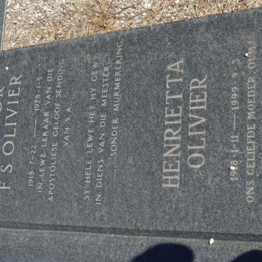 OLIVIER F.S. 1918-1975 &amp; Henrietta 1918-1999 :: OLIVIER Ockert Emmanuel Johannes 1942-2008