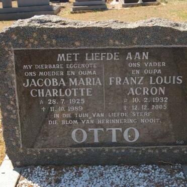 OTTO Franz Louis Acron 1932-2005 &amp; Jacoba Maria Charlotte 1925-1989