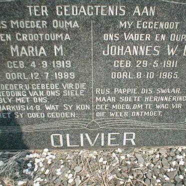 OLIVIER Johannes W.L. 1911-1965 &amp; Maria M. 1919-1989