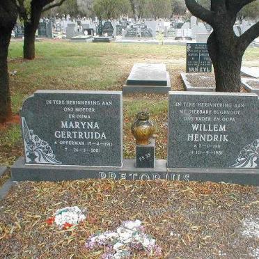 PRETORIUS Willem Hendrik 1911-1981 &amp; Maryna Gertruida OPPERMAN 1911-2001