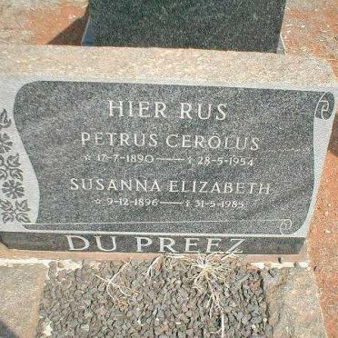 PREEZ Petrus Cerolus, du 1890-1954 &amp; Susanna Elizabeth 1896-1985