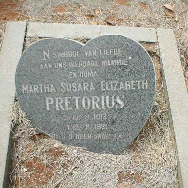 PRETORIUS Martha Susara Elizabeth 1913-1981