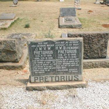 PRETORIUS Hendrik W.B 1895-1947 &amp; J.W.V.W. 1891-1951
