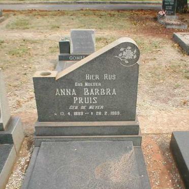 PRUIS Anna Barbra nee DE MEYER 1893-1969